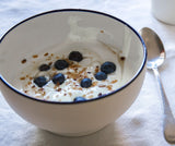 Handmade Porcelain Simple Bowl with Cobalt Blue Rim