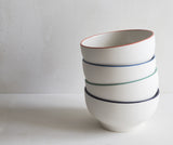 Handmade Porcelain Simple Bowls with Coloured Rim
