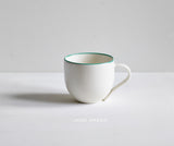 Handmade Porcelain Simple Mugs with Coloured Rim