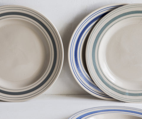 000 - Handmade Linen Stripe Serving Plates