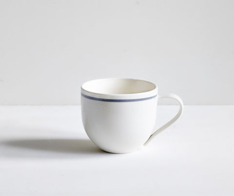 Handmade Porcelain Simple Mug with Grey Line
