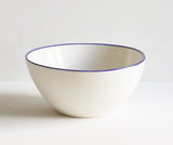 Handmade Porcelain Serving Bowls with Cobalt Blue Rim