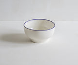 Handmade Porcelain Simple Bowl with Cobalt Blue Rim