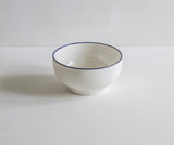Handmade Porcelain Simple Bowl with Cobalt Blue Rim